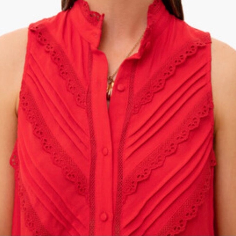 Tuckernuck Pomander Place Dutton Eyelet Sleeveless Red Mini Dress Size Small - Picture 4 of 9